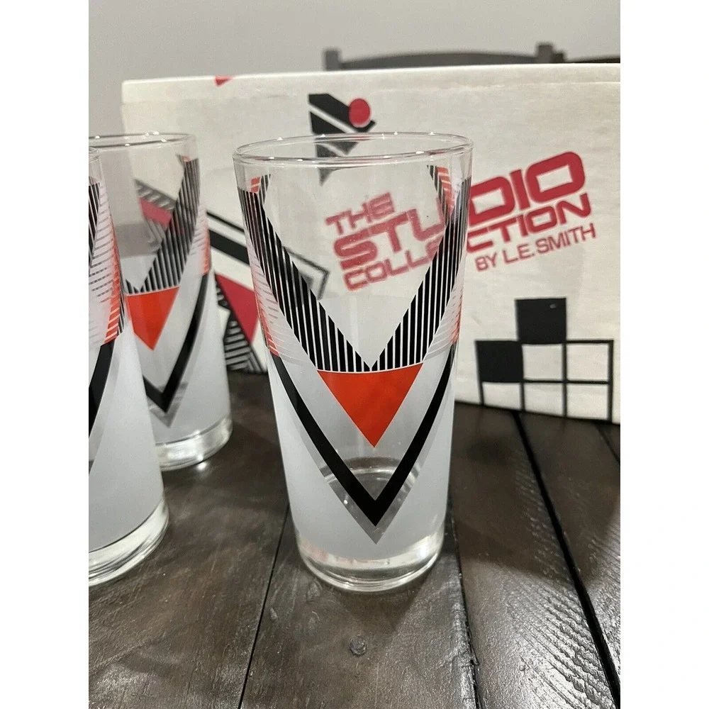 Vintage LE Smith 1980s The Studio Collection  Esprit Glasses Tumblers Retro RARE